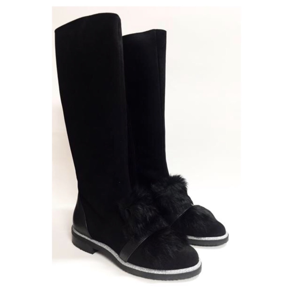 Marian Black Suede with Fur Tall Boot
Marian